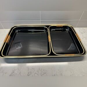 Vintage Toyo Japan Laquerware Nesting Serving Trays  Complete set of 3